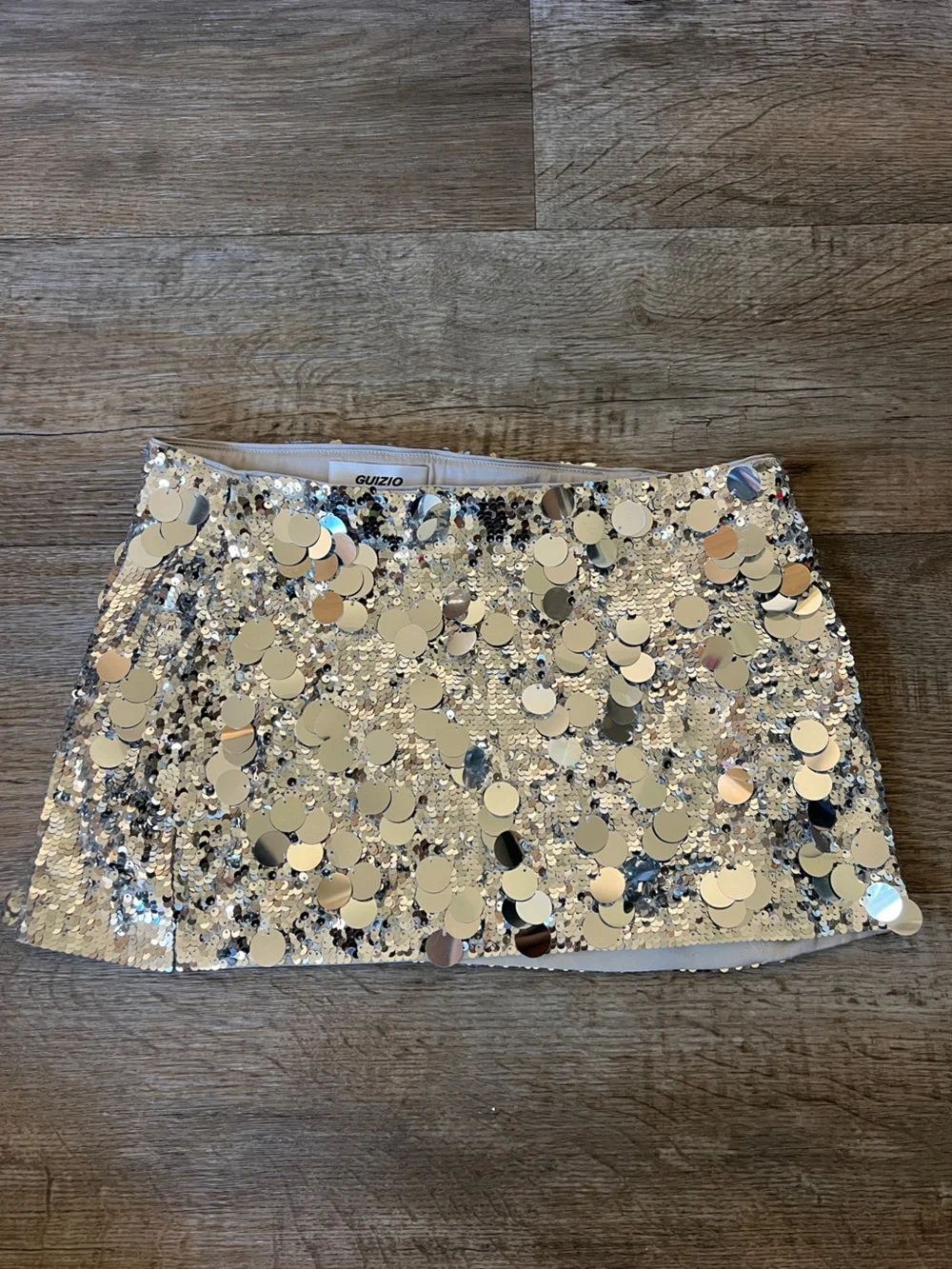 Guizio Pailette Sequin Mini Skirt in Silver